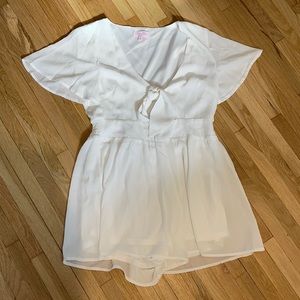 Pink Lily white romper